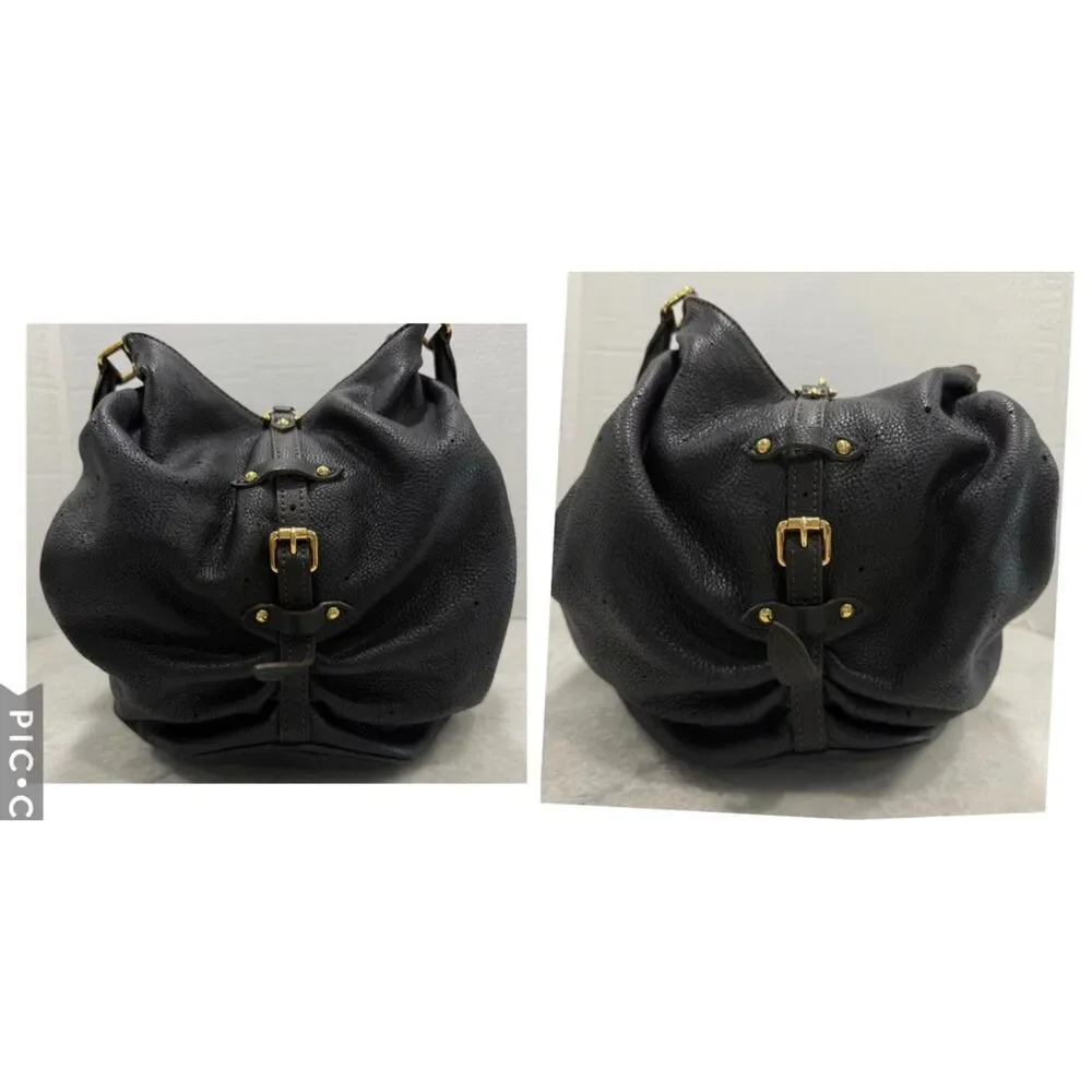 Louis Vuitton Mahina XL Black Leather Hobo Shoulder Bag